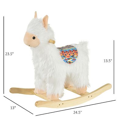 Qaba Kids Ride On Rocking Horse Toy Llama Style Rocker Soft Plush Fabric for Children 18 36 Months