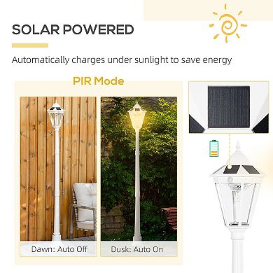 Outsunny 77" Outdoor Solar Light Post, Motion Activated Lamp,