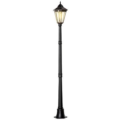 77" Outdoor Solar Light Post, All Weather, Motion Activated Lamp, Black
