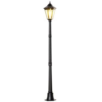 77" Outdoor Solar Light Post, All Weather, Motion Activated Lamp, Black