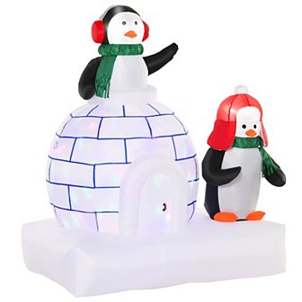 5ft Light Up Penguins Outdoor Christmas Inflatable Yard Decoration W/ Led Lights