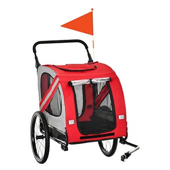 Aosom 2-In-1 Dog Bike Trailer Stroller w/ Universal Wheel Reflector Flag