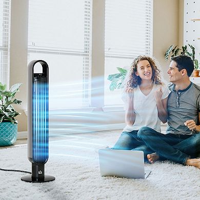 Freestanding Tower Fan Cooling For Home Bedroom With Oscillating, Rc, Black