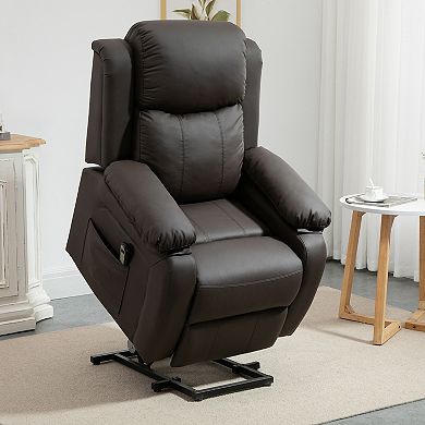 HOMCOM Living Room Power Lift Chair PU Leather Electric Recliner Sofa Chair for Elderly with Remote Control Grey