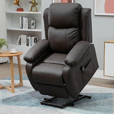 HOMCOM Living Room Power Lift Chair PU Leather Electric Recliner Sofa Chair for Elderly with Remote Control Grey