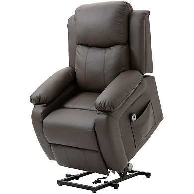 HOMCOM Living Room Power Lift Chair PU Leather Electric Recliner Sofa Chair for Elderly with Remote Control Grey