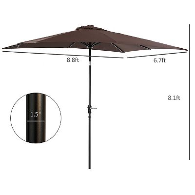 9 x 7 patio umbrella Outsunny 9' x 7' Solar Umbrella, Patio Umbrella with LED Lights,