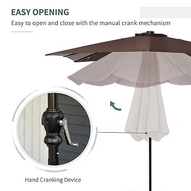 Outsunny 9ft x 7ft Solar Umbrella, Patio Umbrella with LED Lights