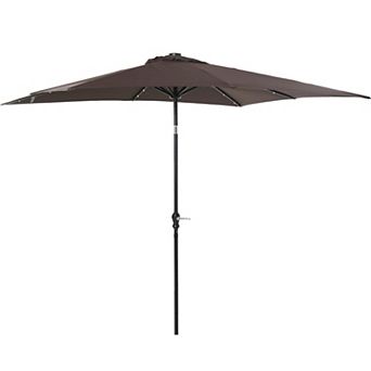 Outsunny 9ft x 7' Solar Umbrella, Patio Umbrella with LED Lights