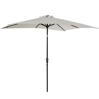 9' X 7' Backyard Deck Parasol W/ Lights, Charging Battery, & 45° Tilt, Red