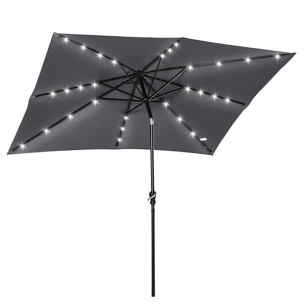 8'x10 patio umbrella Treasure Garden 8x10 Foot Rectangular Crank Lift Auto Tilt Umbrella