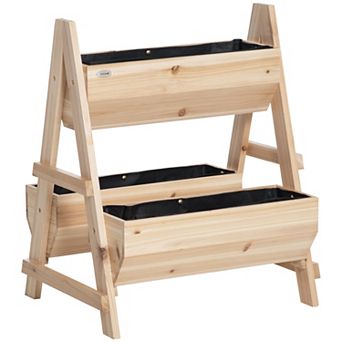 Outsunny Raised Garden Bed Wood Planter Box with Stand for Vegetables Flowers