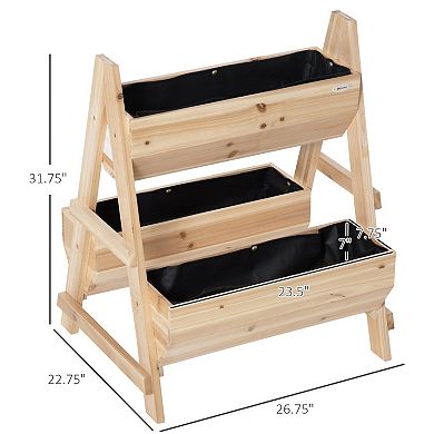 Outsunny Raised Garden Bed Wood Planter Box with Stand for Vegetables Flowers