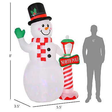 HOMCOM 8ft LED Lit Christmas Inflatable Snowman Holiday Outdoor Yard Display