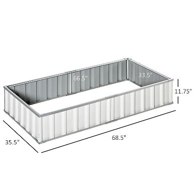 Outsunny 69'' x 36'' Metal Raised Garden Bed DIY Large Steel Planter Box No Bottom w/ A Pairs of Glove for Backyard Patio to Grow Vegetables Herbs and Flowers Grey