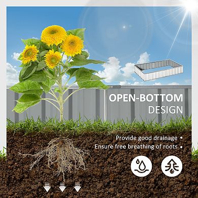 Outsunny 69'' x 36'' Metal Raised Garden Bed DIY Large Steel Planter Box No Bottom w/ A Pairs of Glove for Backyard Patio to Grow Vegetables Herbs and Flowers Grey