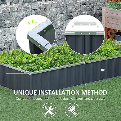 Outsunny 69'' x 36'' Metal Raised Garden Bed DIY Large Steel Planter Box No Bottom w/ A Pairs of Glove for Backyard Patio to Grow Vegetables Herbs and Flowers Grey