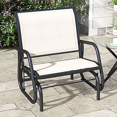 Outsunny Outdoor Glider With Breathable Mesh Fabric Curved Armrests
