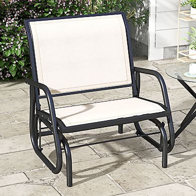 Outdoor Glider With Comfort Curved Armrests And Steel Frame, Black