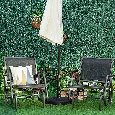 Outsunny Outdoor Glider With Breathable Mesh Fabric Curved Armrests