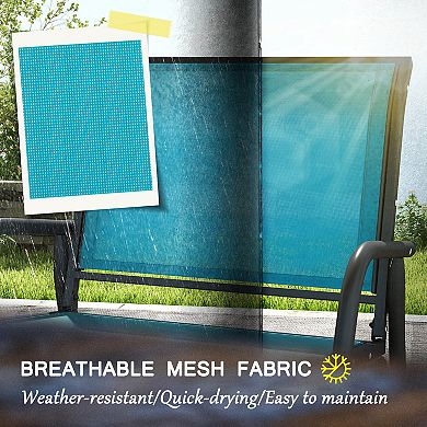Outsunny Outdoor Glider With Breathable Mesh Fabric Curved Armrests