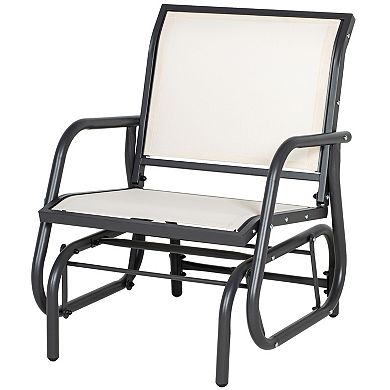 Outdoor Glider With Comfort Curved Armrests And Steel Frame, Black