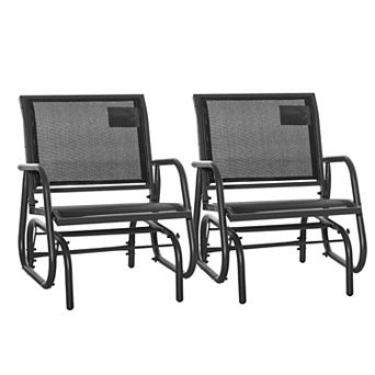 Outsunny Outdoor Glider With Breathable Mesh Fabric Curved Armrests