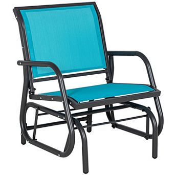 Outsunny Outdoor Glider With Breathable Mesh Fabric Curved Armrests