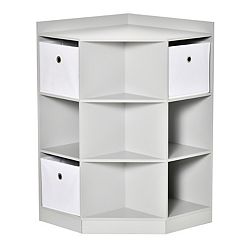 Cube Storage Organizer with Storage Bins Wooden Storage Cubes Organizer  Shelves White Cubby Storage Organizer 9 Cube Shelf Organizer for Clothes  Toys, Cloest, Bedroom, Living Room,White Grey