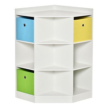 Space-efficient Kids Storage Organizer For Small Bedrooms, Corner Shelf, White