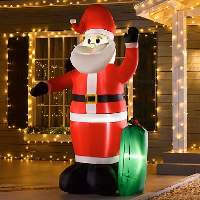 HOMCOM 8ft Christmas Inflatable Santa Claus with Toy Bag Outdoor Blow Up Yard Decoration with LED Lights Display