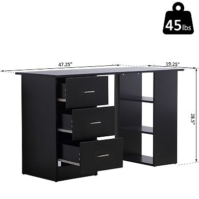 Homcom 47" Modern Computer Desk Writing Table W/ Bookcase Combo Storage Shelf