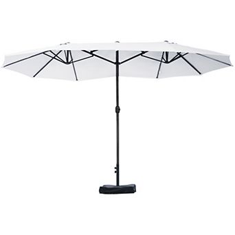 Outsunny 15ft Backyard Double-Sided Steel Fabric Market Garden Umbrella