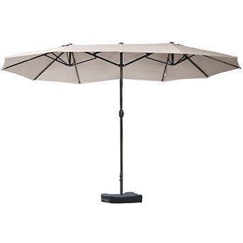 Outsunny 15ft Backyard Double-Sided Steel Fabric Market Garden Umbrella