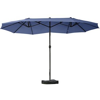 Outsunny 15ft Backyard Double-Sided Steel Fabric Market Garden Umbrella