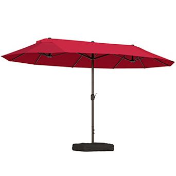 Outsunny 15ft Backyard Double-Sided Steel Fabric Market Garden Umbrella