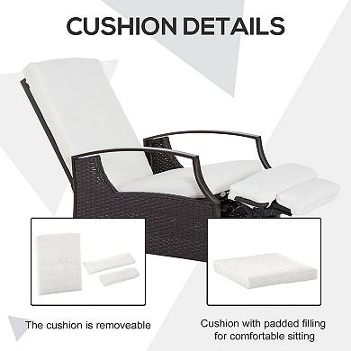 Outsunny Rattan Adjustable Recliner Chair with Hand Woven All Weather Wicker for Patio Outdoor Garden Poolside Grey