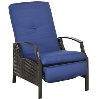 Outsunny Outdoor Recliner, Reclining Chair W/ Footrest & Cushions