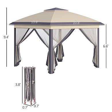 Outsunny 11' X 11' Pop Up Gazebo With Double Roof Carrying Bag