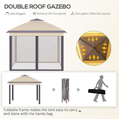 Outsunny 11' X 11' Pop Up Gazebo With Double Roof Carrying Bag