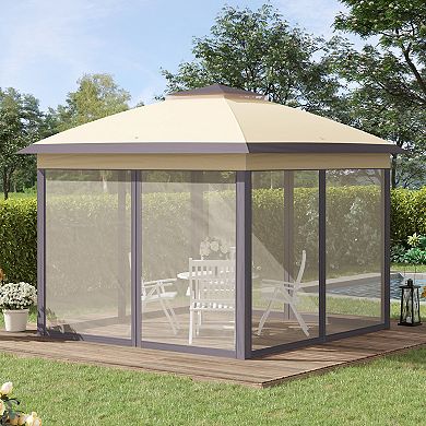 Outsunny 11' X 11' Pop Up Gazebo With Double Roof Carrying Bag