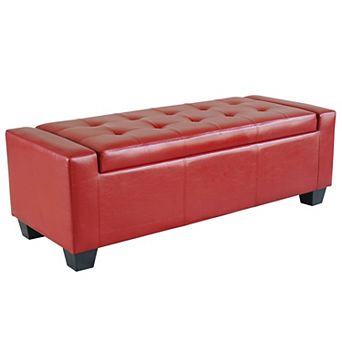 HOMCOM Modern Ottoman Bench Seat Faux Leather Sofa Shoe Storage Footrest