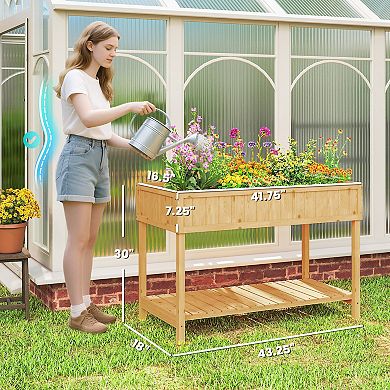 Outsunny Raised Wooden Garden Bed Grid Planter Stand with 8 Slots, Small Spaces