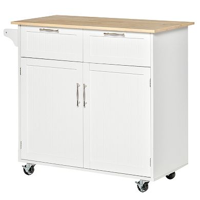 Modern Wooden Rolling Kitchen Island Storage Cart Serving Trolley W/ Towel Rack