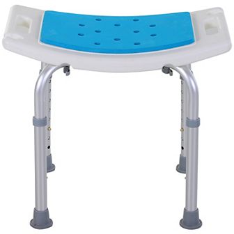 Homcom 6 Level Adjustable Curved Bath Stool Spa Shower Chair Non Slip Design for the Elderly Injured and Pregnant Women