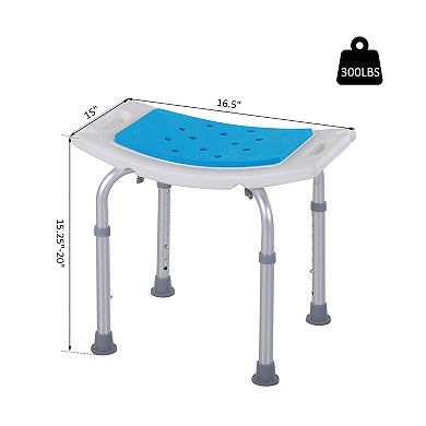 Homcom 6 Level Adjustable Curved Bath Stool Spa Shower Chair Non Slip Design for the Elderly Injured and Pregnant Women
