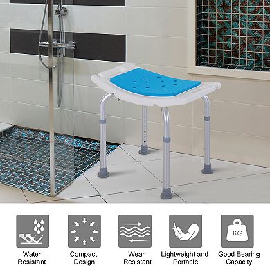 HOMCOM Adjust Aluminum Bath Stool Spa Shower Chair Non-Slip w/ Shower Hole