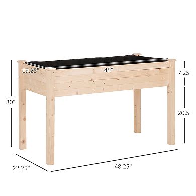 Outsunny 34'' Wooden Raised Garden Bed DIY Paint with 8 Drainage Holes Elevated Planter Box Stand for Backyard Natural