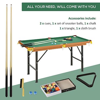 4.5ft Mini Table Top Pool Table Game Billiard Board Set Cues Play W/balls