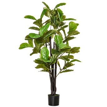 HOMCOM 4.5ft Realistic Fiddle Leaf Fig Tree Potted Plant for Indoor &